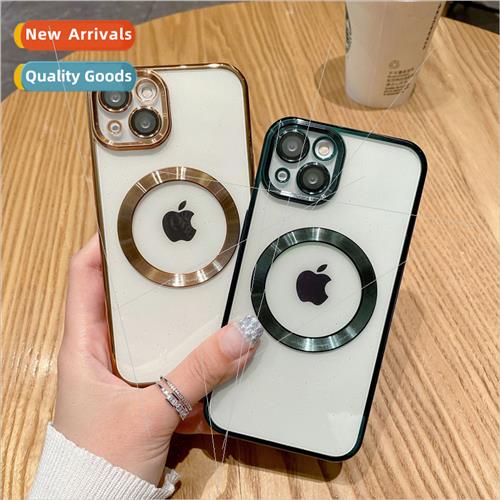 适用Apple 14Pro electroplating CD pattern brushed phone case