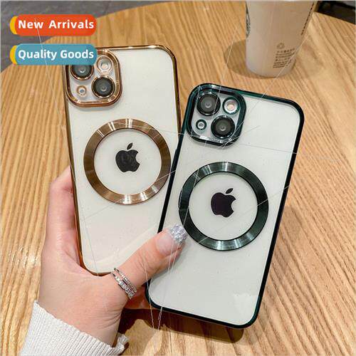 适用Apple 14Pro electroplating CD pattern brushed phone case
