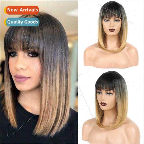 Europe new fashion wig gradient color bob head in middle par