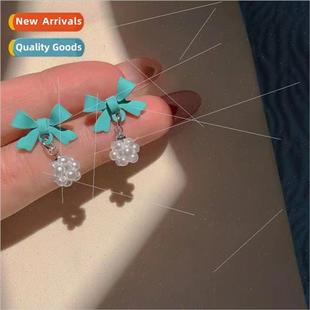 bow earrings fashion 2023 tide pearl simple Koreaearrings