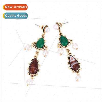 Personalized antique multi-layer pearl tassel earrings court