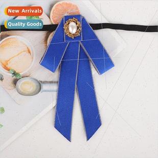 unim career Blue flower tie collar multicolor bow