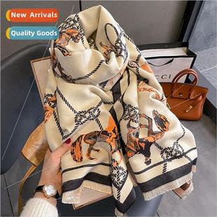 2023 new retro fashion faux cashmere scarf female winter thi