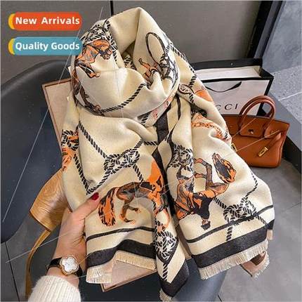 2023 new retro fashion faux cashmere scarf female winter thi
