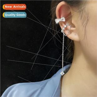 thin zirconia wave diamond long clips ear bow flash ultra