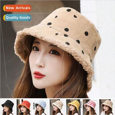 Hat women fall winter teddy fleece fisherman hat printed spo
