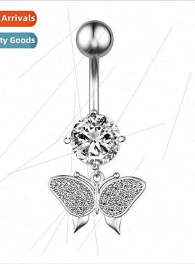 Europe Piercing Products Butterfly Zirconia Belly Button Rin