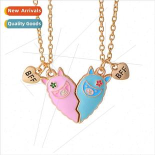 Necklace Two Color Best Cartoon Heart Kids BFF Friends