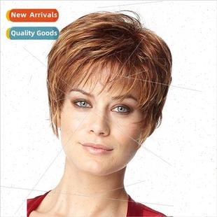 hair short curly pompadour chemic Europe wig brown