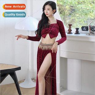 winter new practice dance velvet 2023 sleeved Belly long