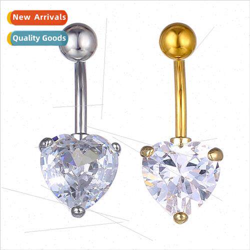 Europe  heart-shaped 12MM oversized zirconia navel peach hea