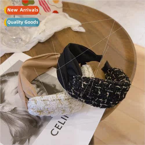 Korean  ins French retro wind color blocking wide  ageing he