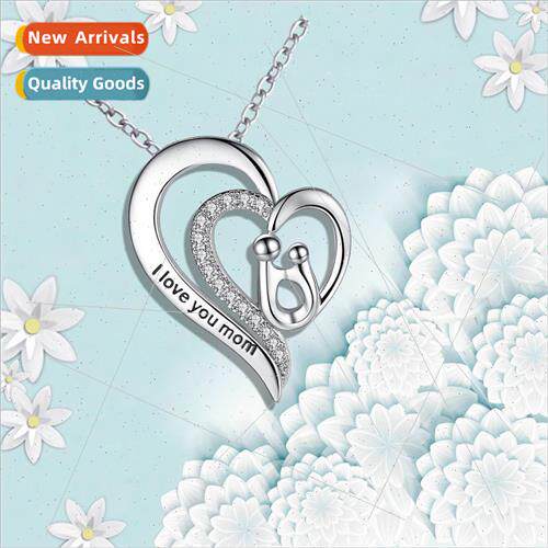 Mother Day gift mother child heart I love mom pendant neckla