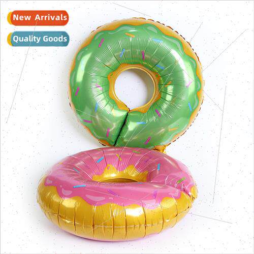 Large round donut aluminum film balloon red green donut shap