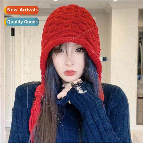 Korea new wild hand-knted cap fall winter warm wool tassel c