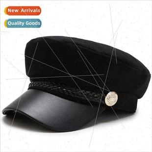 Octagonal hat children fall winter Englretro navy cap Korean