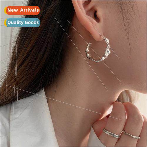 Silver Vintage Geometric Irregular C-Shaped Earrings适用Wome