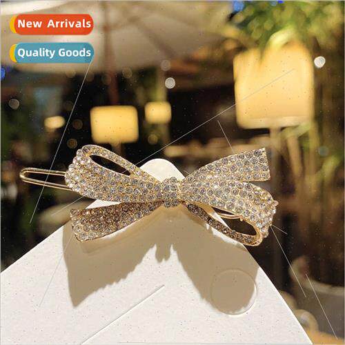 Korea rhinestone bow hair clips ins girls bangs sea side cli
