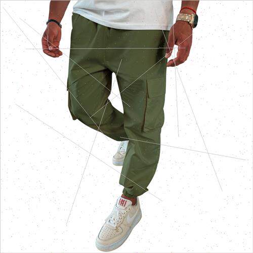 2023 summer new men versatile work pants in drawstring multi