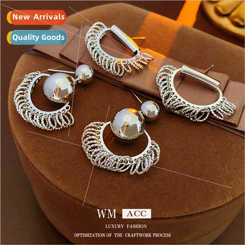 lver needle metal circle hollow tassel earrings earrings fas