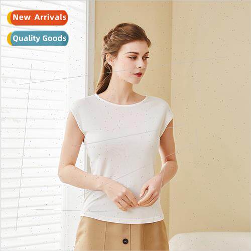2024 new silk cut shoulder undershirt women knting mulberry