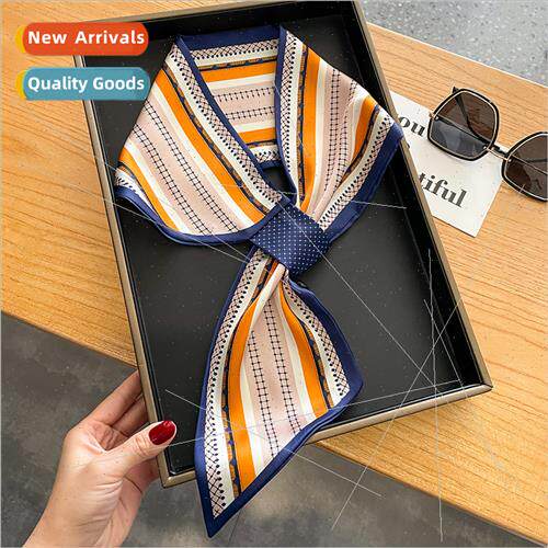 Long lazy small silk scarf female rhombus Korea versatile ne