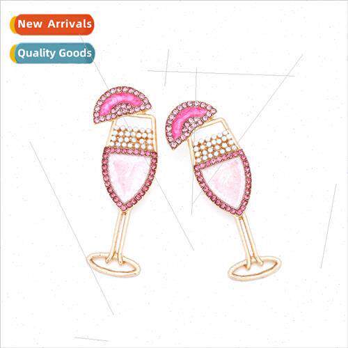 fresh lovely alloy oil drops inlaid pearl stiletto earrings