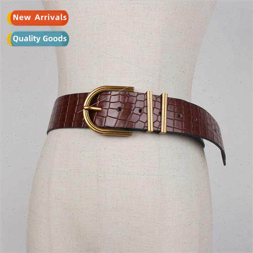 Autumn winter new wild crocodile PU leather wide belt ladies