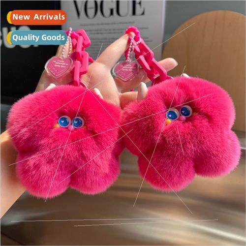 Otter rabb hair car keychain pendant ins plush doll doll bag