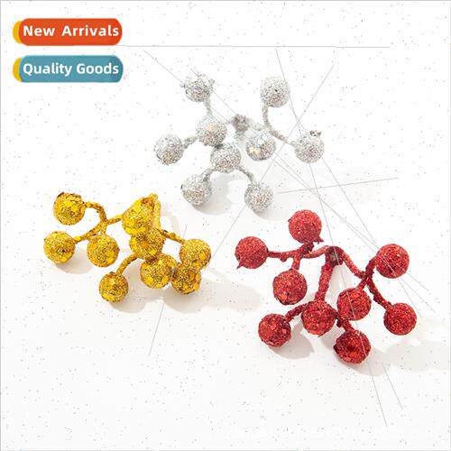 Christmas decorations 9 head gold red silver glter simulatio
