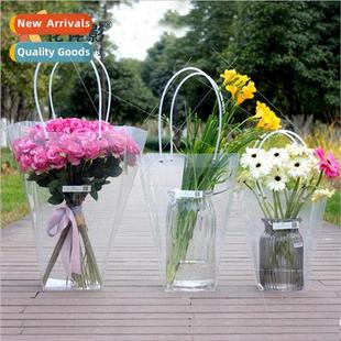 Packaging Flower Bouquet Tran Handheld Handle Long Bags