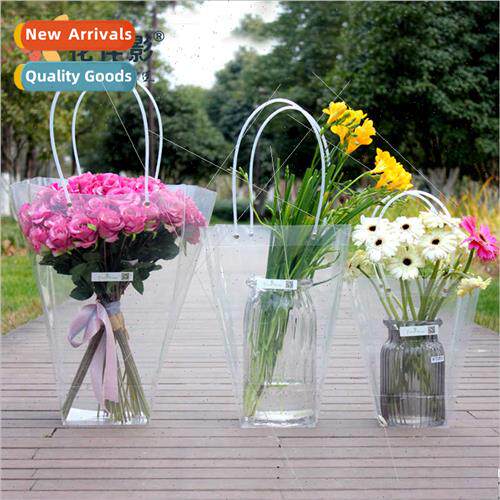 Long Handle Bags Flower Bouquet Packaging Bags Handheld Tran