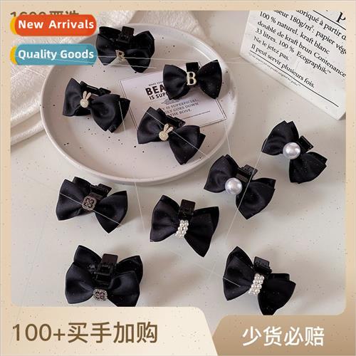 new black bow small grab clip princess hair clip female side