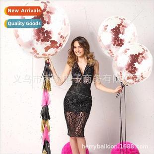 transparent latex confetti sequins round gold balloo inch