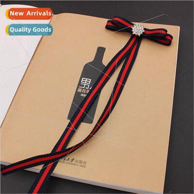 Thin long flutter tie bow tie Korean rhinestone casual no ti