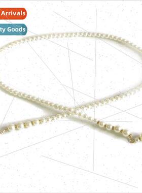 Women new elastic pearl thin waist chain female sweet dress