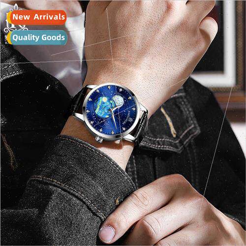 New mechanical watches fashion leather men watches waterproo