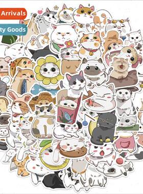 62 Japanese cat daily doodle stickers trolley case water cup