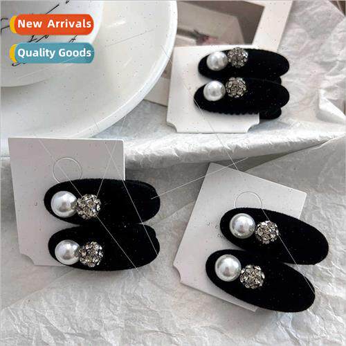 Autumn winter new flocking Czech diamond pearl hair clip hai