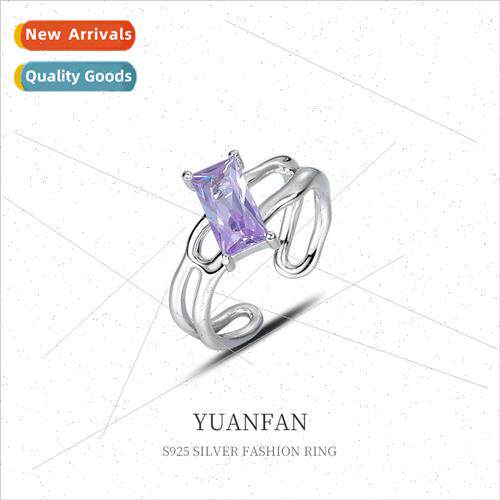 925 silver square zirconia ring female niche ins cold wind o