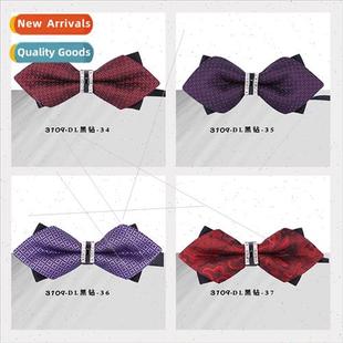 Metal Dress Evening Flower Lapel Crystal Tie Bow Man Best