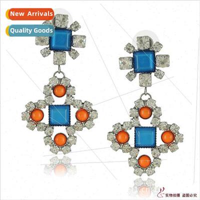Europe Geometric Claw Chain Earrings Diamond Earrings Jewelr