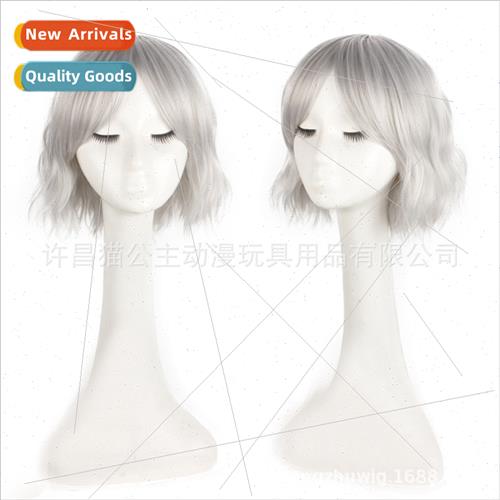 Europe wigs 适用women short curly hair oblique bangs fluffy