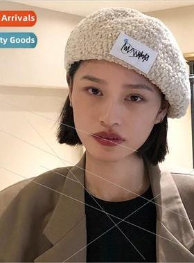 Korean  lamb wool beret children fall winter labeling letter