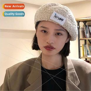 beret children fall Korean labeling wool winter letter lamb