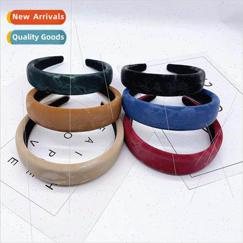 Korea simple leather sponge hair band female dazzle color PU