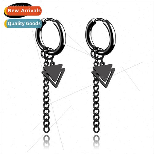 Triangle earrings Tanium steel earrings whout pierced ears K