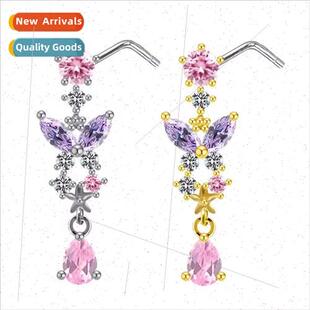 Europe Butterfly Teardrop Nose Staple Nose Jewelry Nose Ring