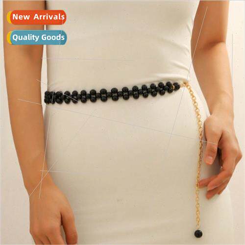 4277 Women Waist chain Fashion Hundred Black Pearl Waist Cha