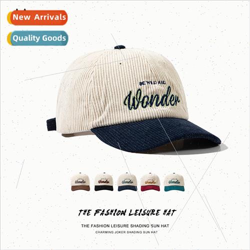 Winter new corduroy coffee color duck tongue cap female Kore
